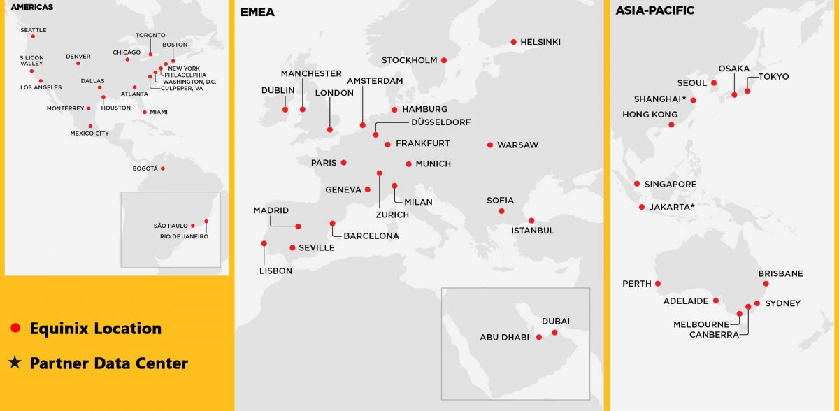 Equinix Data Center Locations, Map, Colocation, Cloud Equinix Datacenters